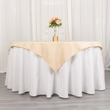 Elevate Your Event Decor with the Beige Premium Seamless Polyester Square Table Overlay